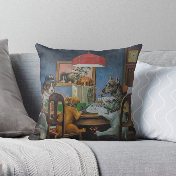 Dogs Playing D&D Throw Pillow