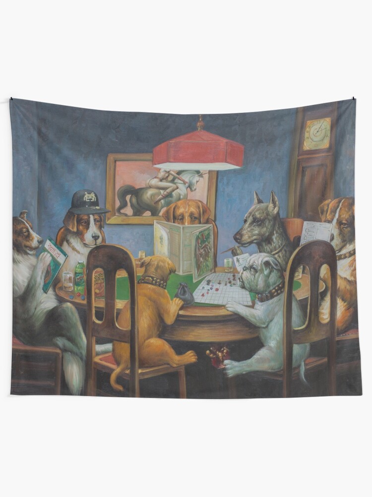 Alternate view of Dogs Playing D&D Tapestry