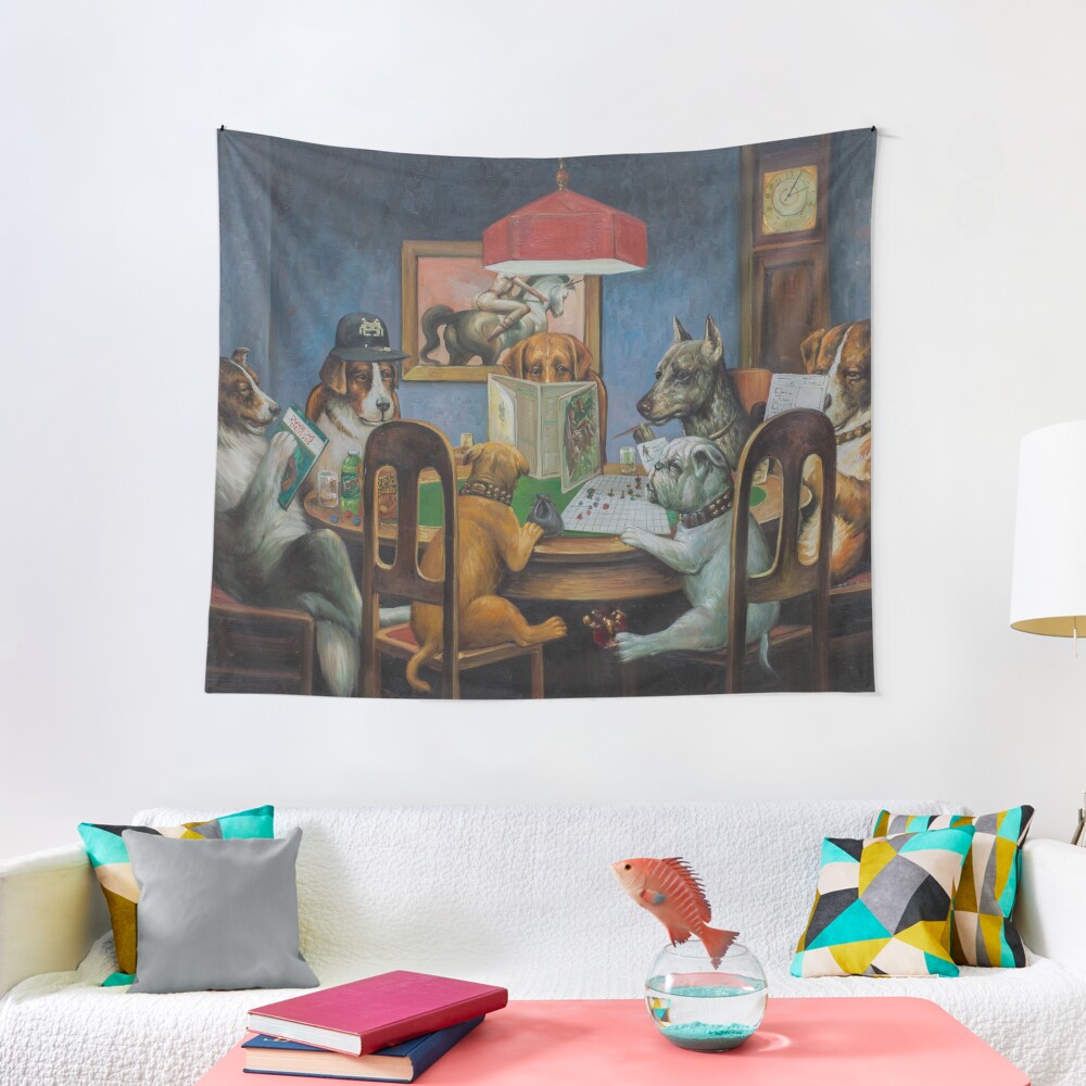 Dogs Playing D&D Tapestry
