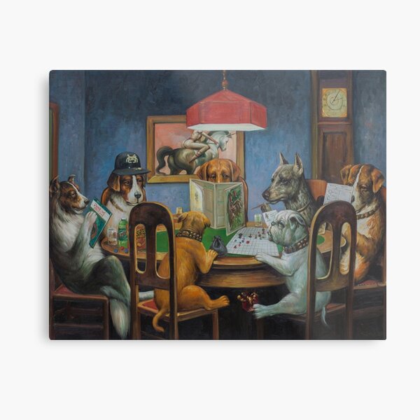 Dogs Playing D&D Metal Print