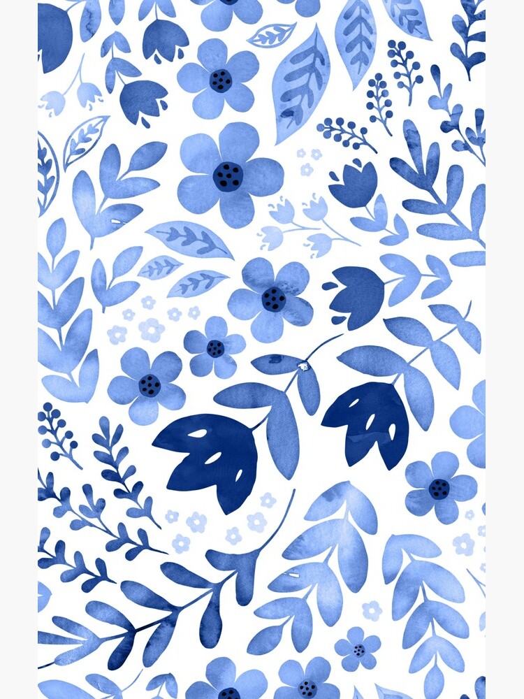 Blue watercolour floral by adenaJ