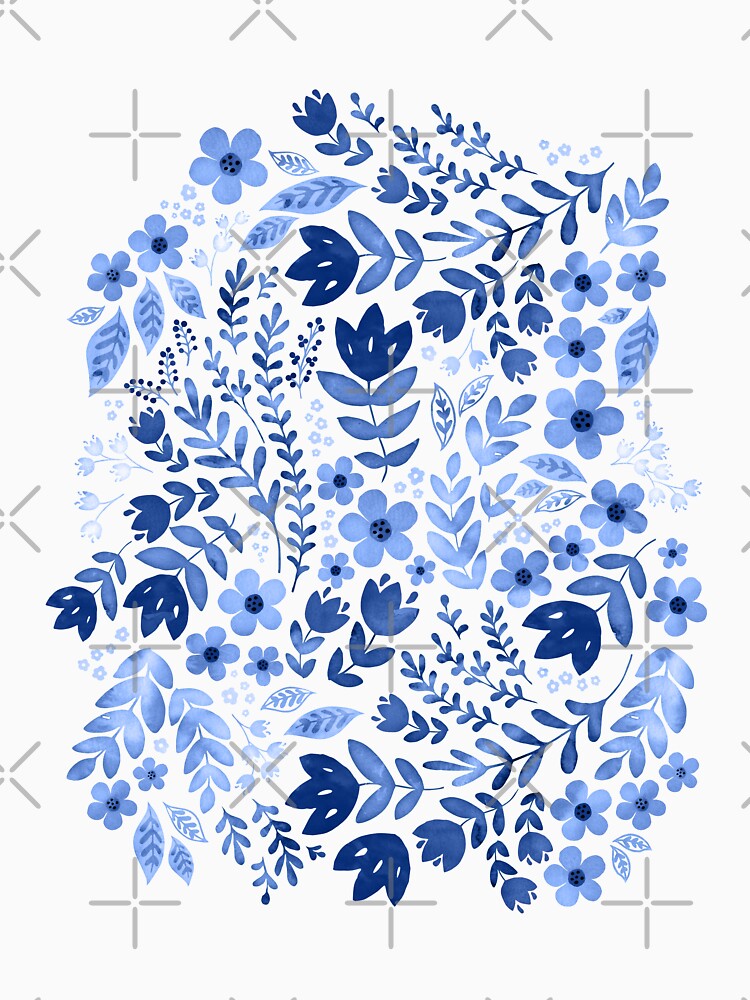 Blue watercolour floral by adenaJ