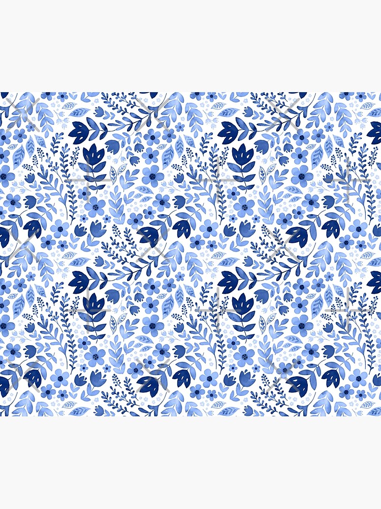 Blue watercolour floral by adenaJ