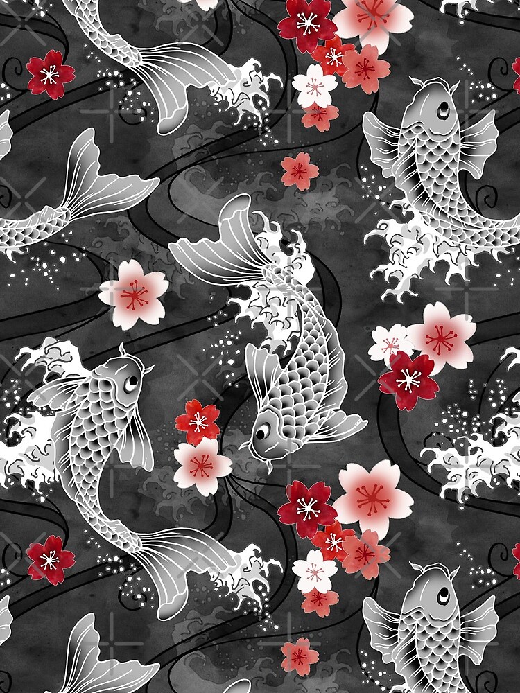 Koi sakura blossom in black by adenaJ