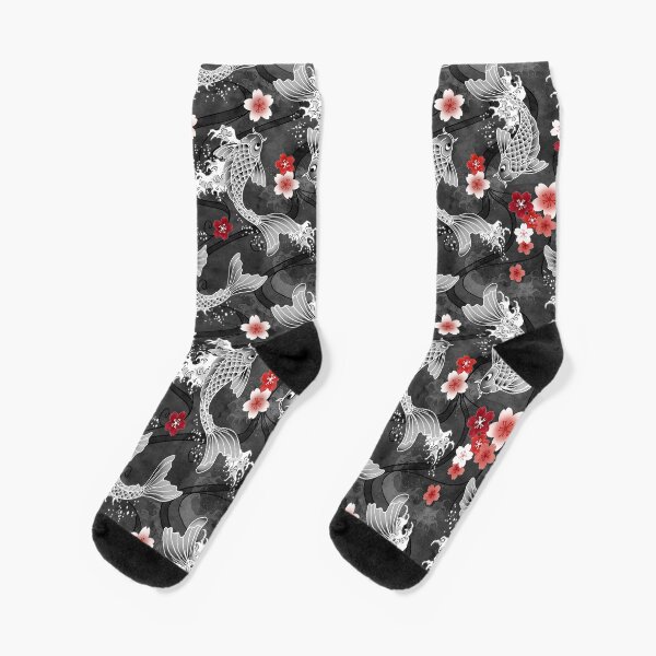 Koi sakura blossom in black Socks