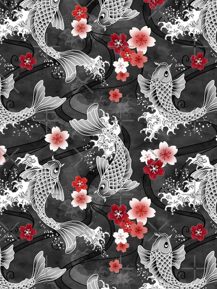 Flor de Koi Sakura en negro de adenaJ