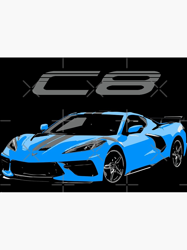 Disover Blue Chevy Corvette C8 Mid Engine Premium Matte Vertical Poster