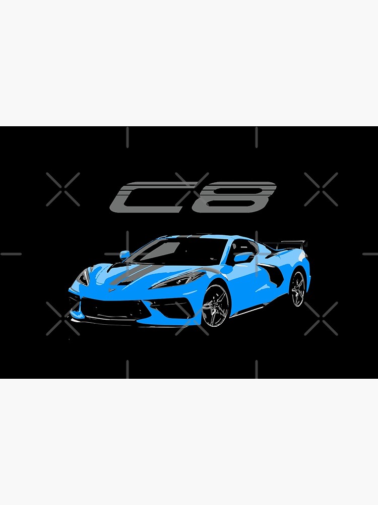 Disover Blue Chevy Corvette C8 Mid Engine Bath Mat