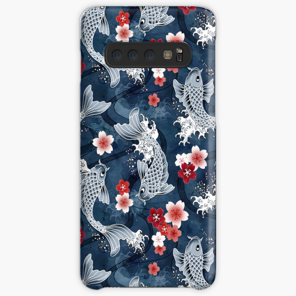 Koi sakura blossom in blue Case & Skin for Samsung Galaxy