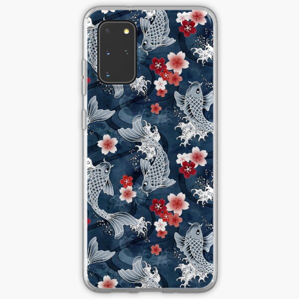 Aperçu de l'œuvre Fleur de cerisier Koi en bleu créée et vendue par adenaJ.