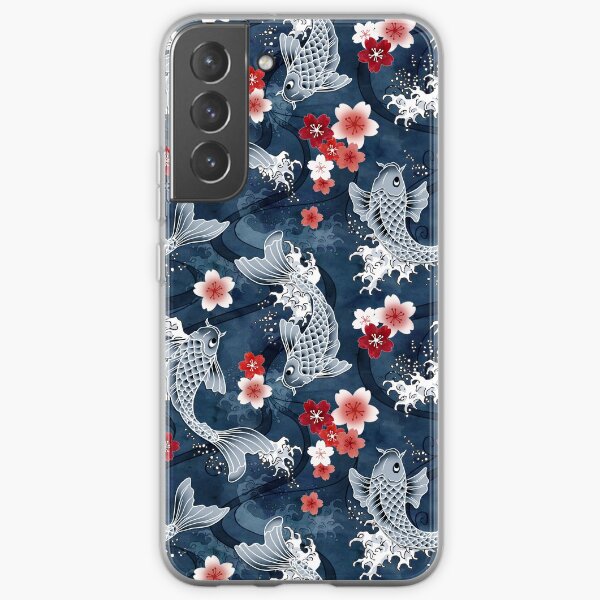 Aperçu de l'œuvre Fleur de cerisier Koi en bleu créée et vendue par adenaJ.