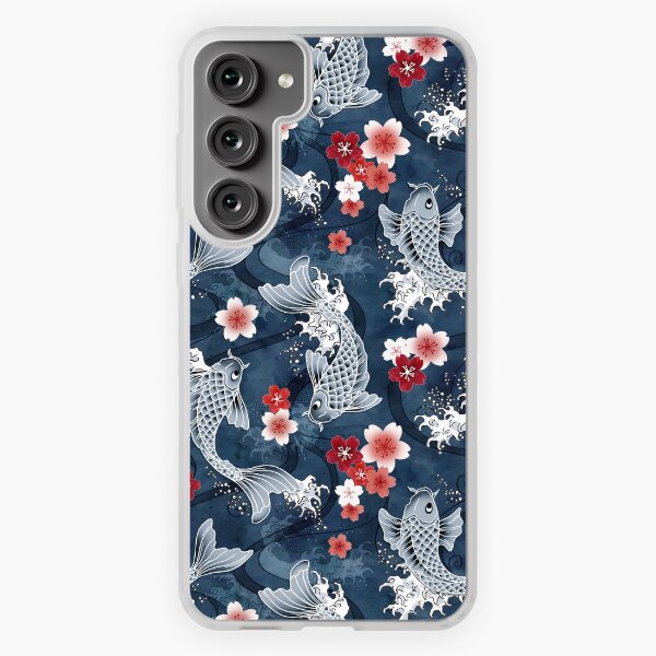 Aperçu de l'œuvre Fleur de cerisier Koi en bleu créée et vendue par adenaJ.