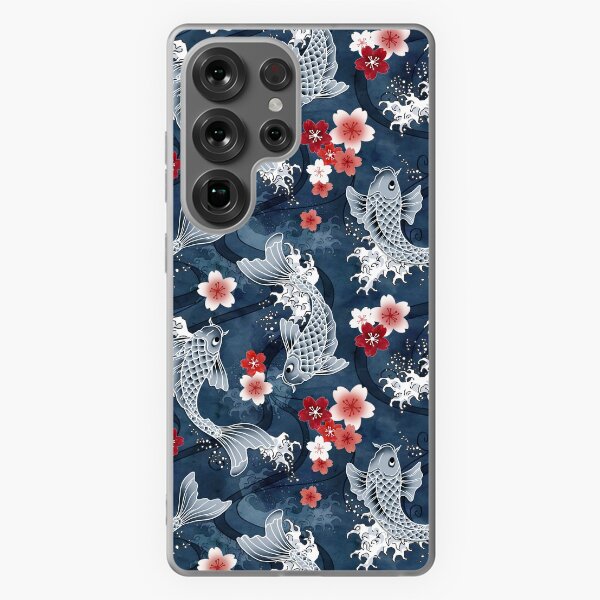 Aperçu de l'œuvre Fleur de cerisier Koi en bleu créée et vendue par adenaJ.