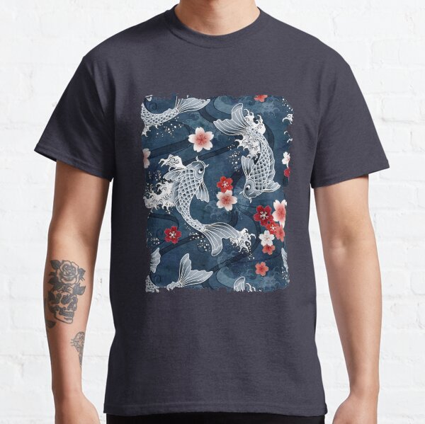 Koi sakura blossom in blue Classic T-Shirt