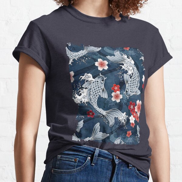 Koi sakura blossom in blue Classic T-Shirt