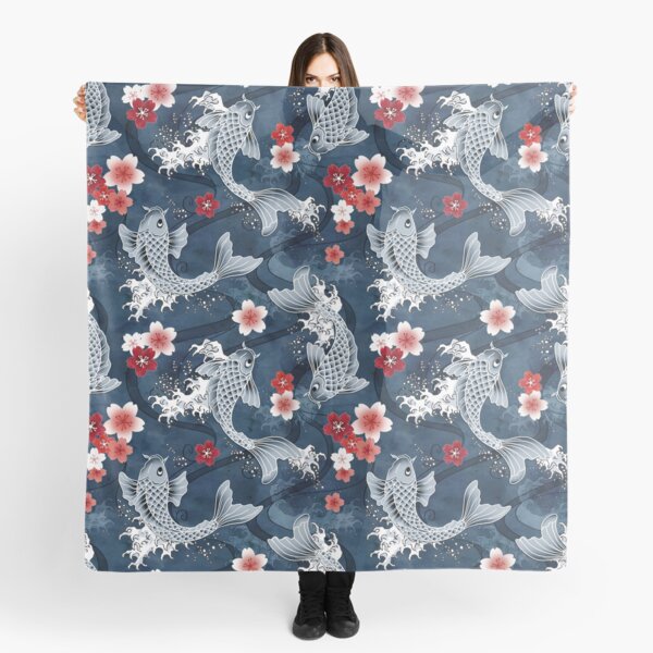 Vista previa del artículo con la obra «Flor de sakura koi en azul», diseñado y vendido por adenaJ.