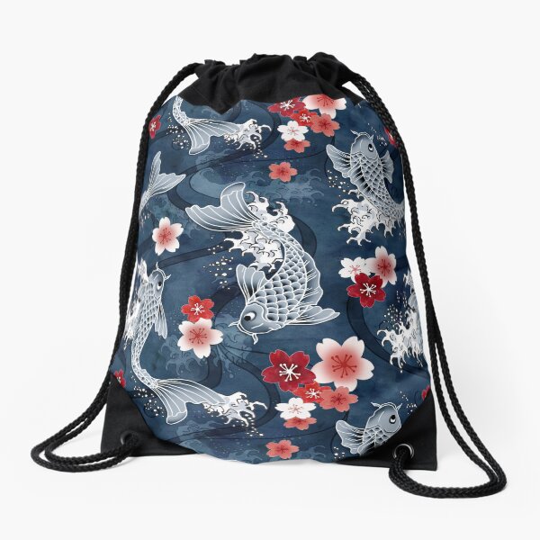 Aperçu de l'œuvre Fleur de cerisier Koi en bleu créée et vendue par adenaJ.