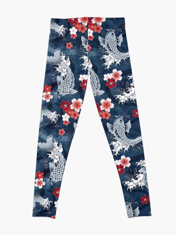 Alternate view of Koi sakura blossom in blue Leggings