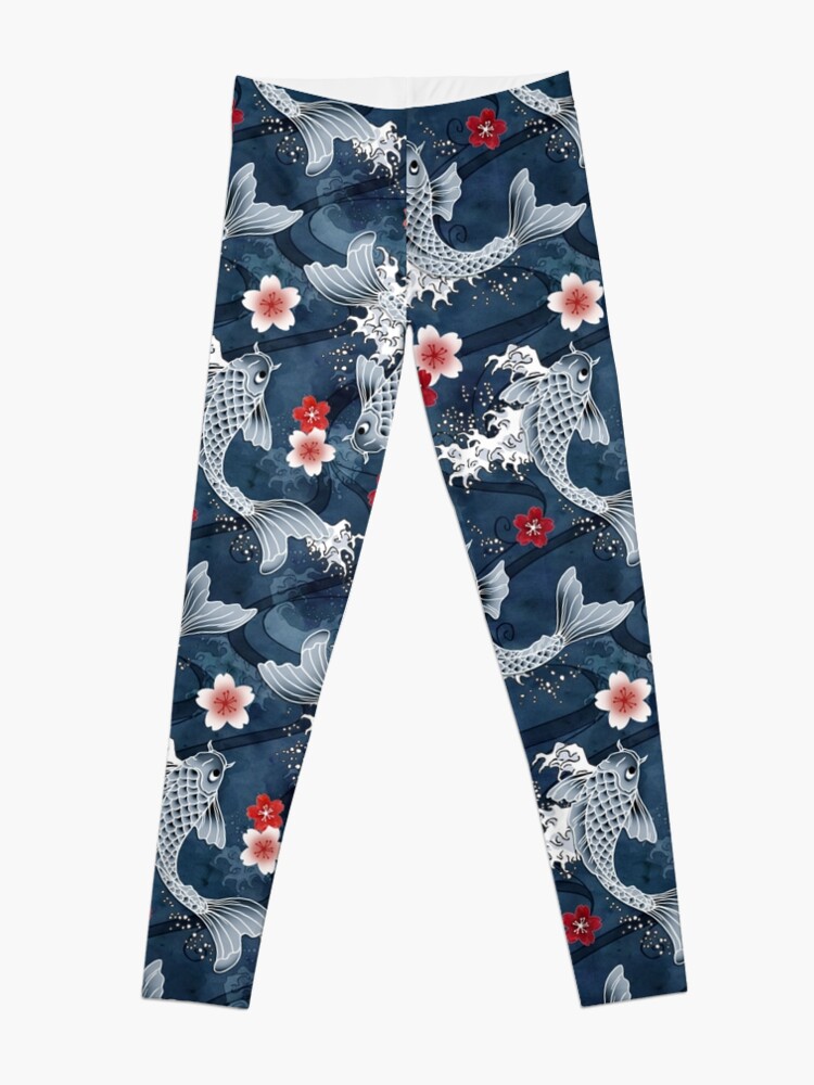Alternate view of Koi sakura blossom in blue Leggings