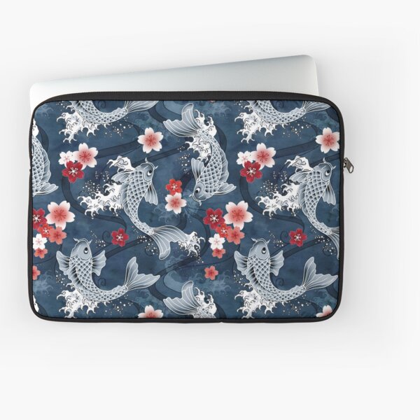 Koi sakura blossom in blue Laptop Sleeve