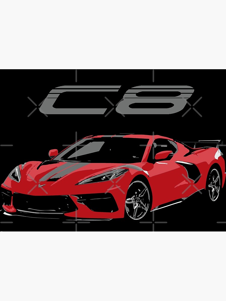 Discover Red Chevy Corvette C8 Mid Engine Premium Matte Vertical Poster