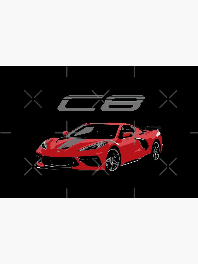 Disover Red Chevy Corvette C8 Mid Engine Bath Mat