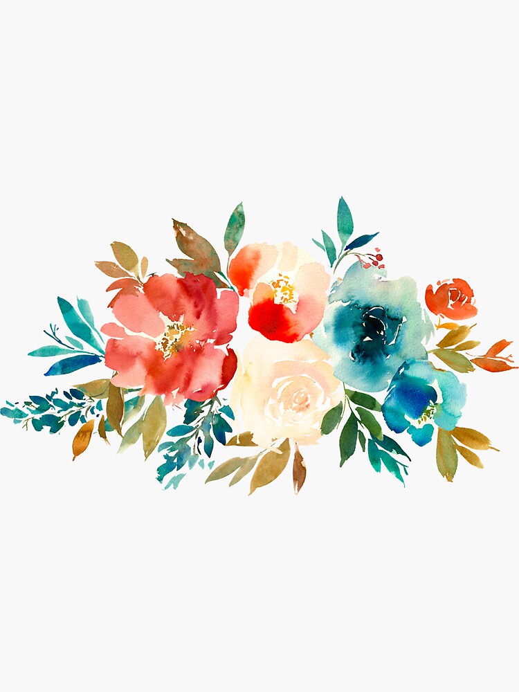 Romantic Watercolor Flower Bouquet Sticker for Sale by junkydotcom