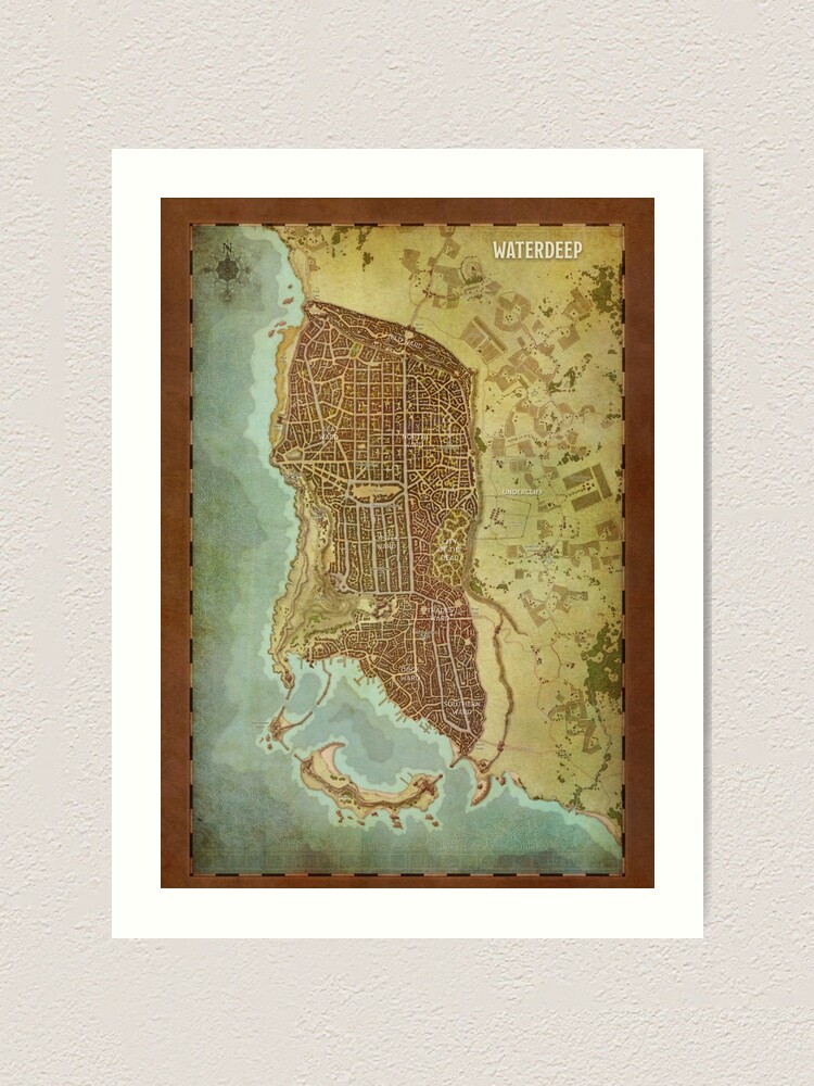 Waterdeep Map 5e Pdf Waterdeep City Map" Art Print By Wolfofthenorth | Redbubble