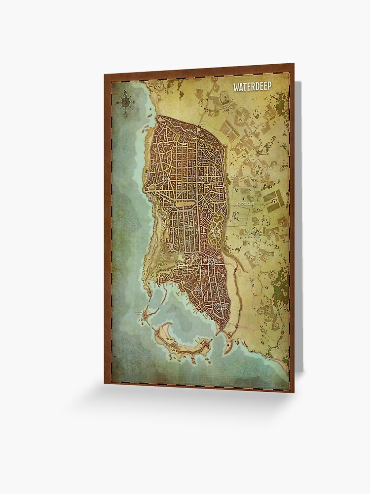 Waterdeep Map High Resolution Waterdeep City Map" Greeting Card By Wolfofthenorth | Redbubble