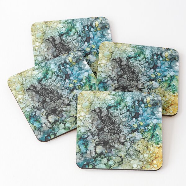 Item preview, Bubbles in the Sand: Original Alcohol Ink Abstract Painting designed and sold by herzart.