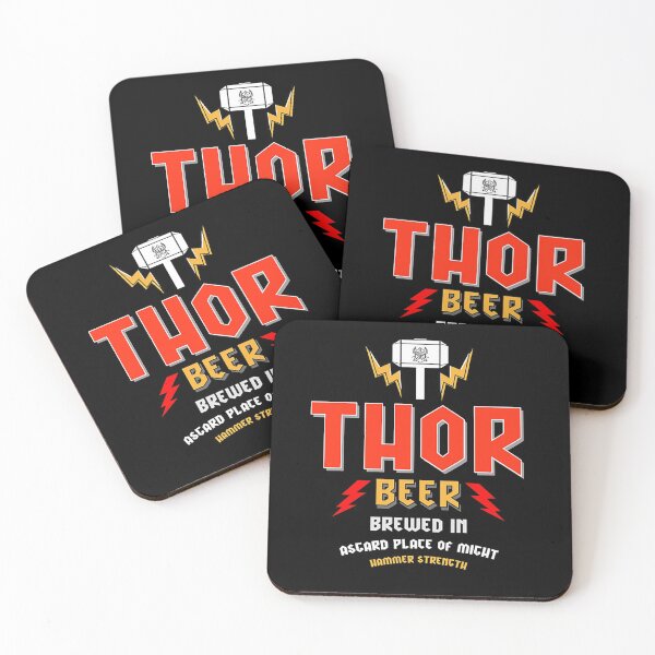 Thor Beer - Thor Fat - Thor Hammer - Thor Axe Hammer - Thor Gifts - Thor Brother - Thor Dad - Thor Stag - Thor Bar -Thor Stormbreaker Coasters (Set of 4)