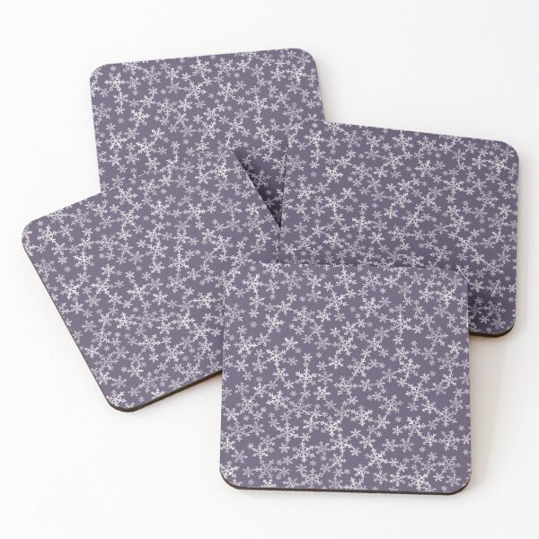 Item preview, Dark Purple and White Lino Printed Snowflakes Pattern designed and sold by itsjensworld.