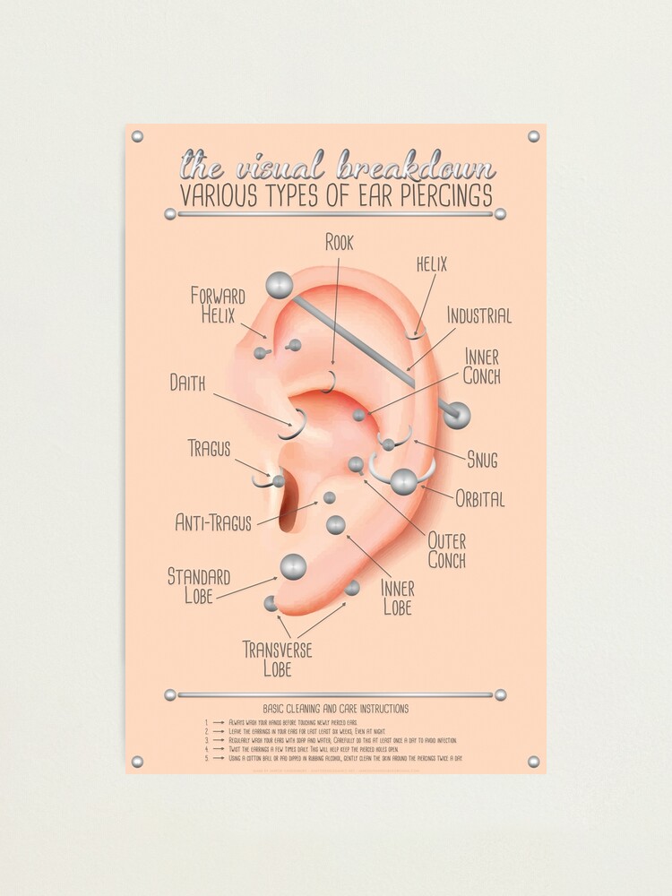Ear Piercing Chart Poster