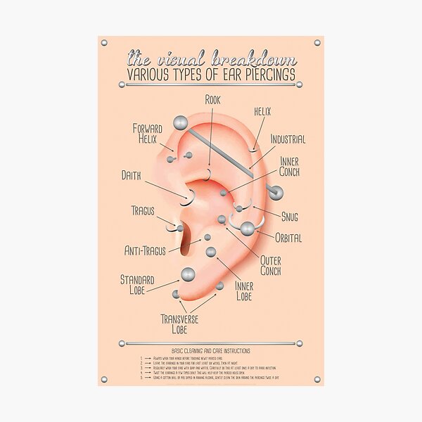 Ear Piercing Chart Photographic Print