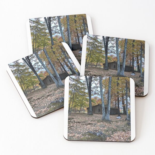 Item preview, Log cabin in autumn designed and sold by Paintingladycat.