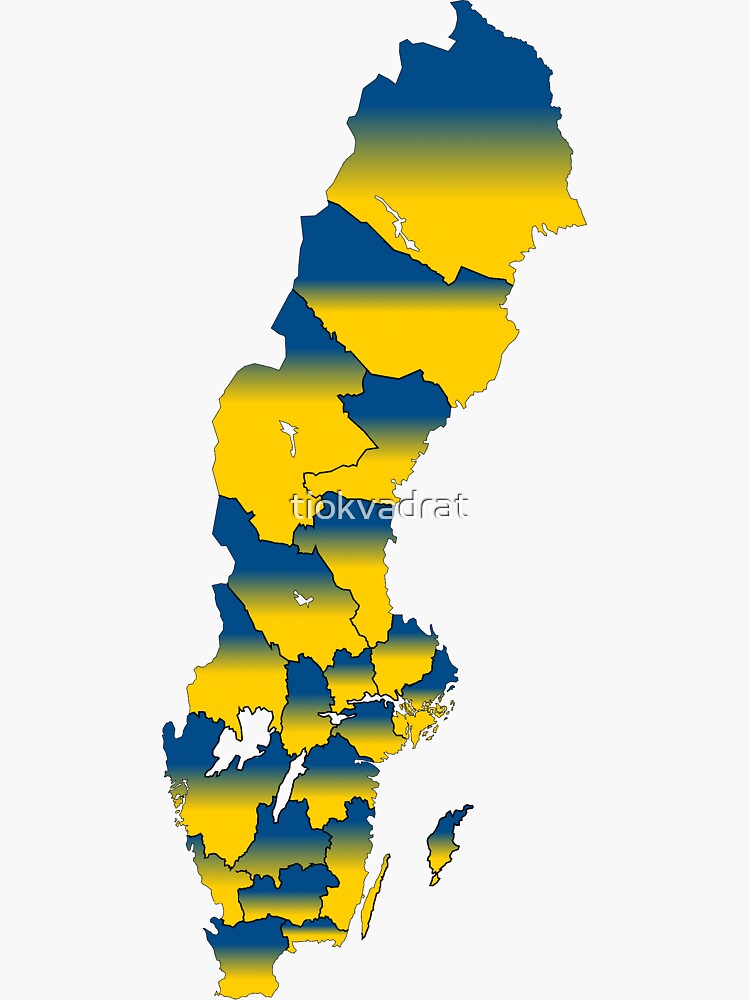 Sveriges Län - Sweden's Counties in the National Colors by tiokvadrat