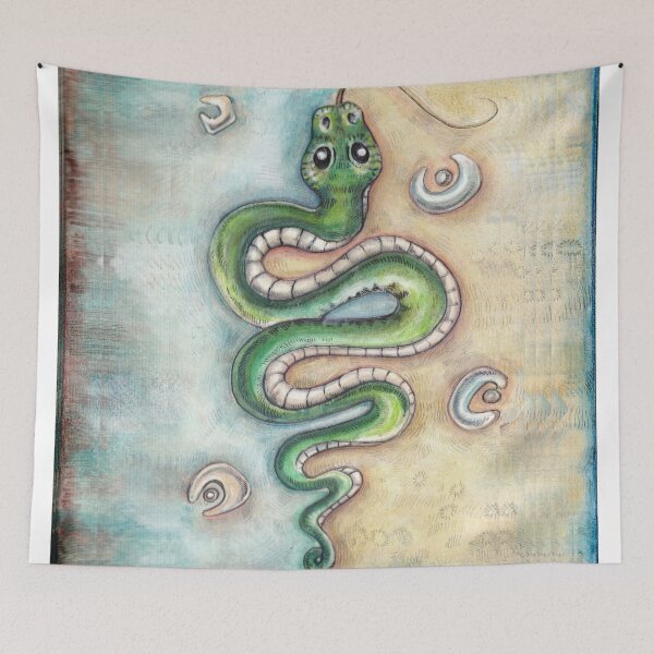 Item preview, Green Snake between sand and water designed and sold by Patrizia  Ambrosini.