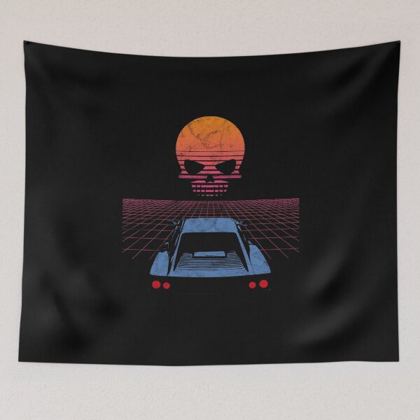 Item preview, Synthwave Retrowave Aesthetic Vintage Drive Sunset Skull 80s design designed and sold by A-Fashion.