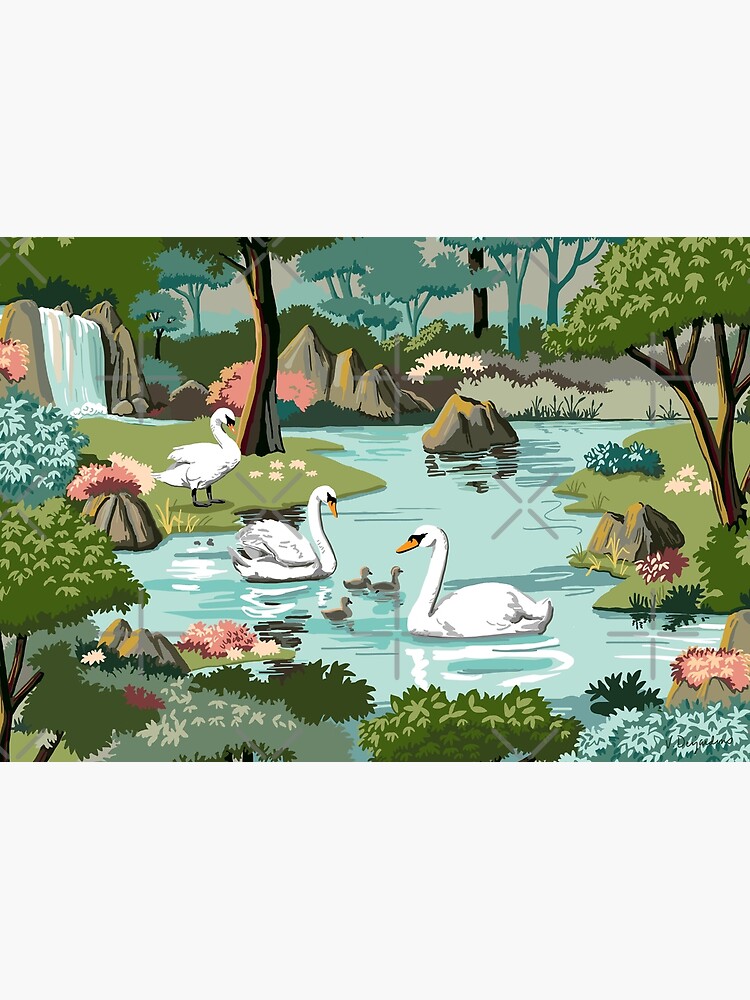 Swan Lake Vintage Style Paint by Number Pattern