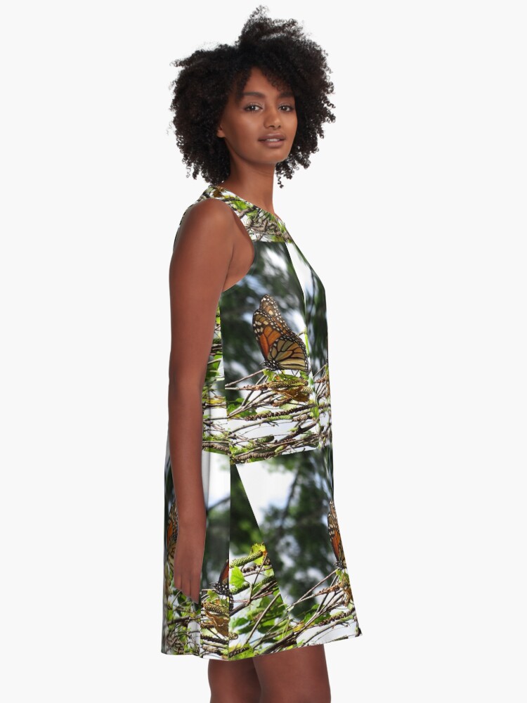 Alternate view of Monarch butterfly before flying in search of sun By Yannis Lobaina A-Line Dress