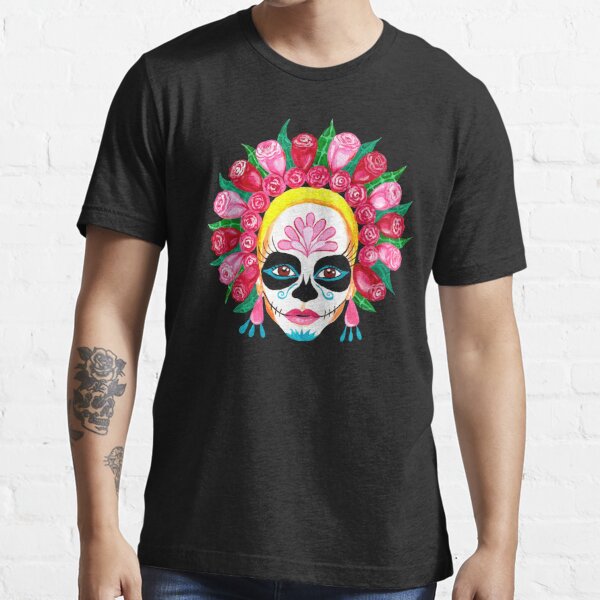 Catrina Tatto Skull T-shirt Rose Beach Fun Polyester T Shirt