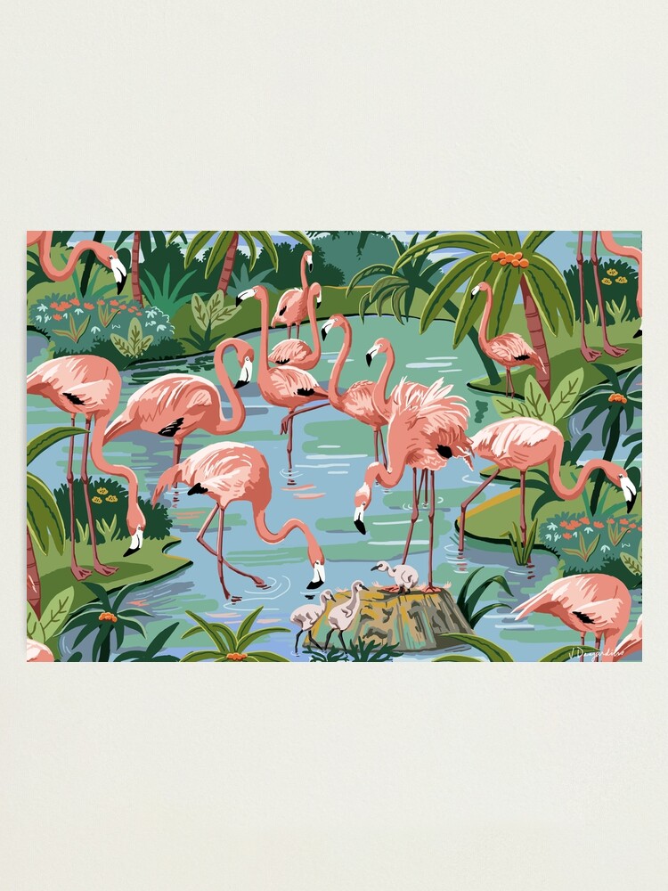 flamingo lagoon vintage style paint by number photographic print for sale by vinpauld redbubble