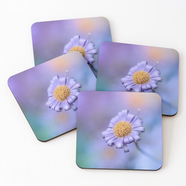 Colorful purple flower macro with dreamy colorful background Coasters (Set of 4)