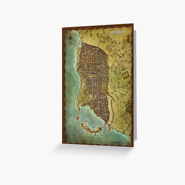 High Resolution Waterdeep Map Waterdeep City Map" Greeting Card By Wolfofthenorth | Redbubble