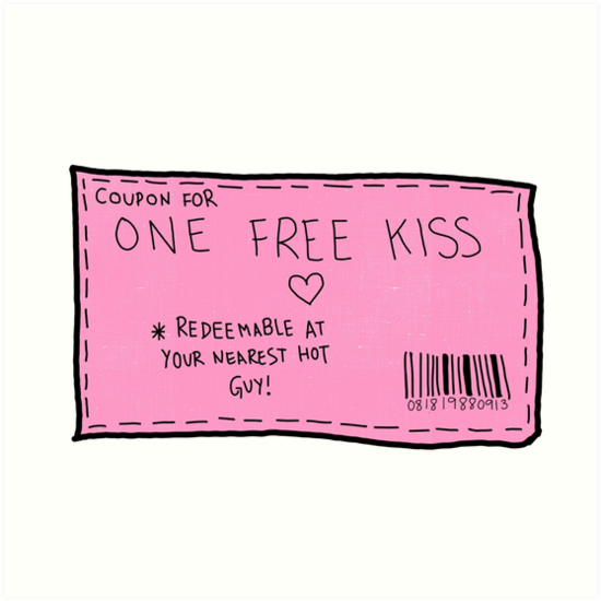 One Free Kiss Art Print By Stickersbyjanae Redbubble