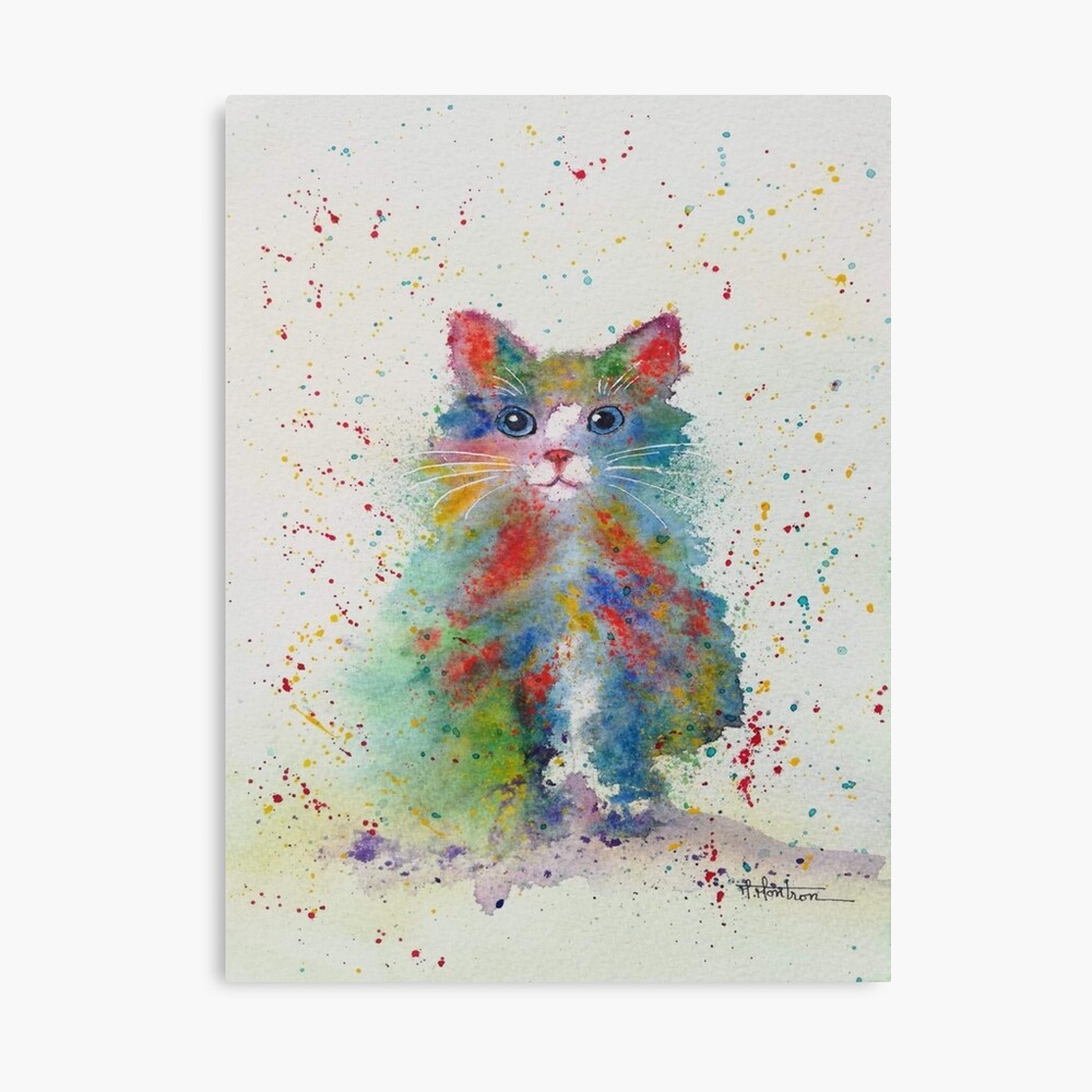 Impression Encadree Chat Nuage A L Aquarelle Grande Version Par Maryse Montron Redbubble