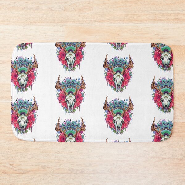 Item preview, Stag Skull and Flowers watercolor design designed and sold by lornalaine.