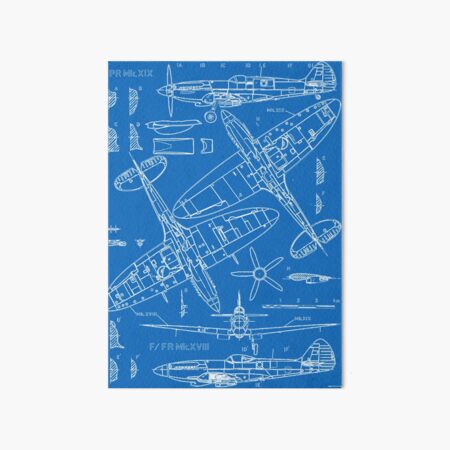 Spitfire Concept Blueprints Art Board Print