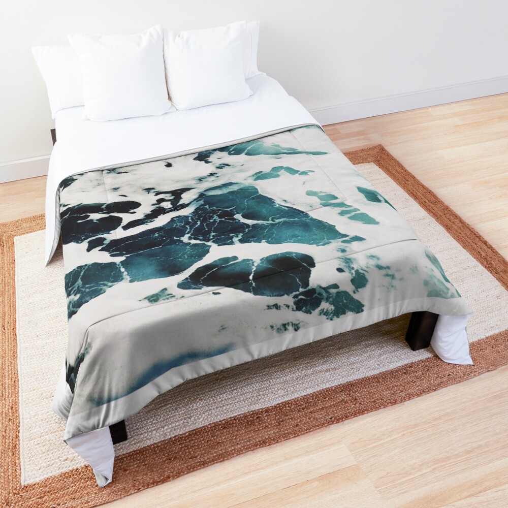 "Blue Seafoam Marble Look" Comforter by thesnowwhyte Redbubble