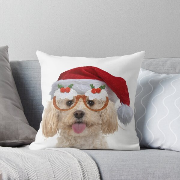 Item preview, Cavapoo wearing Santa hat and Christmas glasses designed and sold by ArdeaOnline.